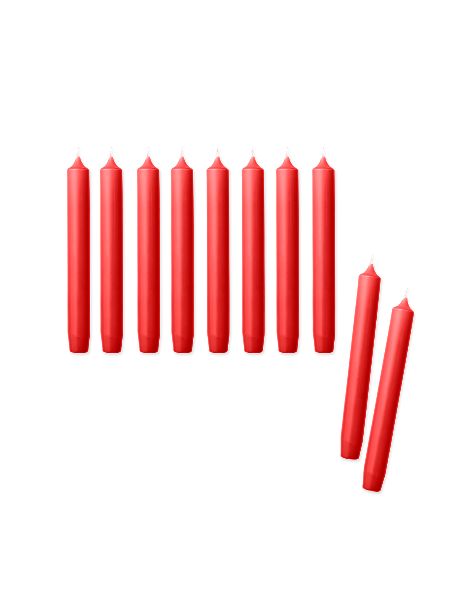 Stagelys 19 cm 10-pak | Paraffin. Ø2,2 x 19 cm. 10 stk. | Red