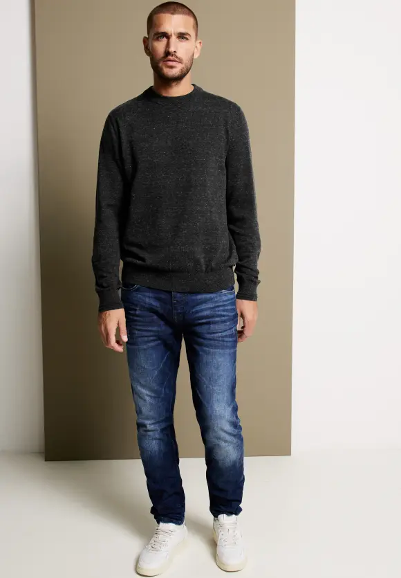 Basic Melange Pullover - anthra grey melange
