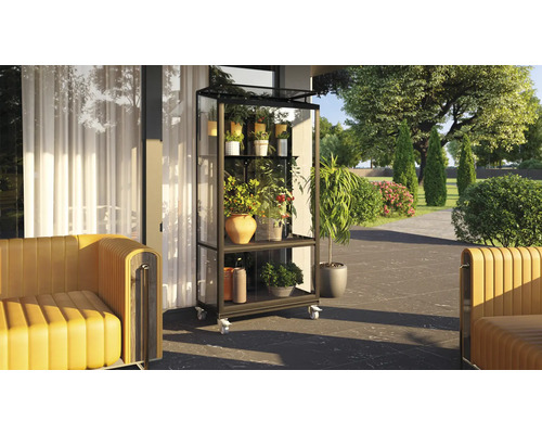 Vitavia Polis 350 balkonkas, enkelvoudig veiligheidsglas, inclusief rolfundering, 81x43 cm, zwart