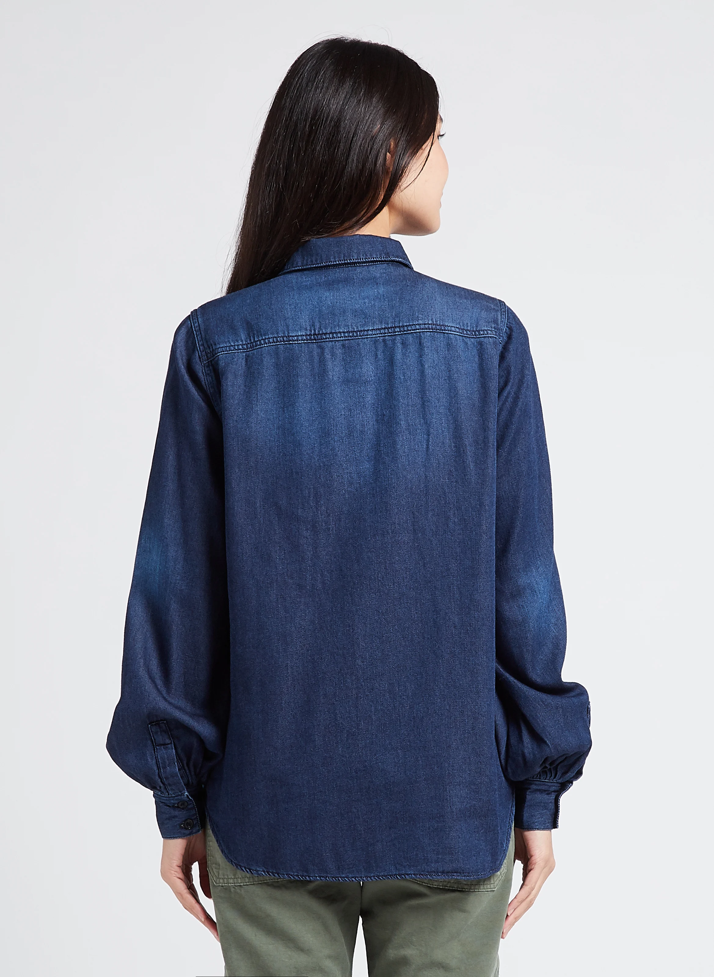 ALMA - Chemise col classique ample en coton | Jean Délavé