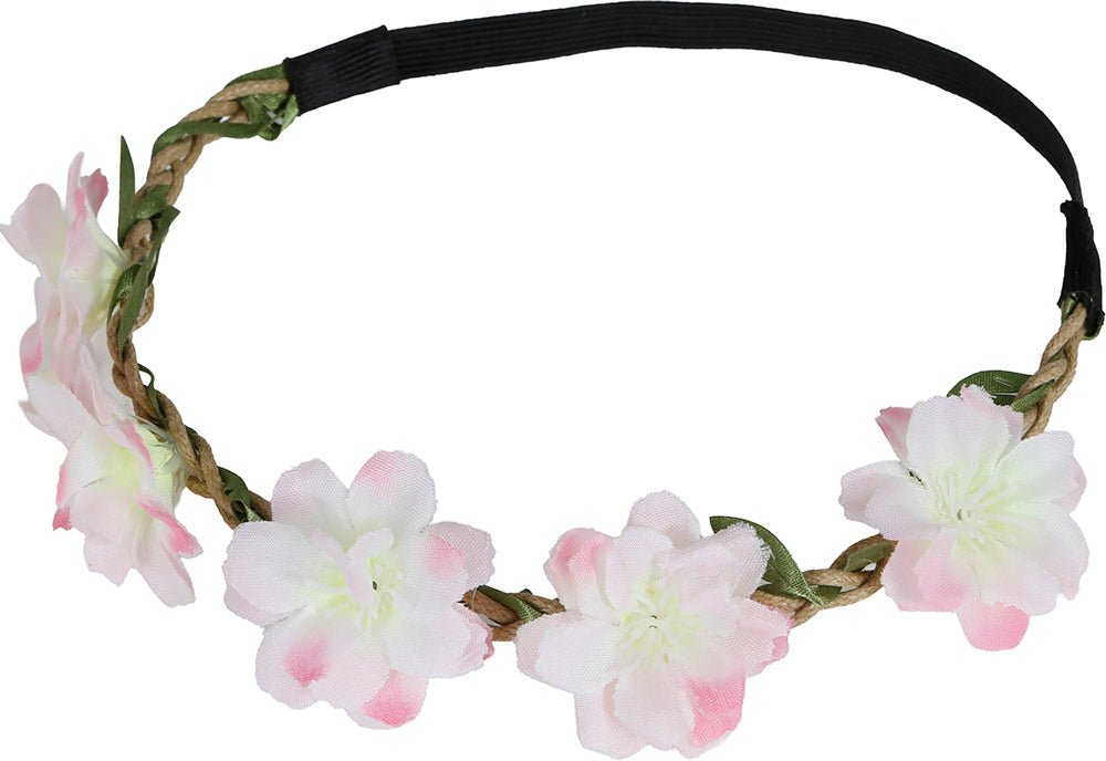 Bloemen Hoofdband Roze Wit Creme