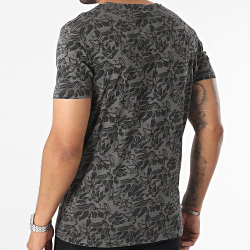 Tee Shirt Poche Presal MC232 Gris Anthracite Floral