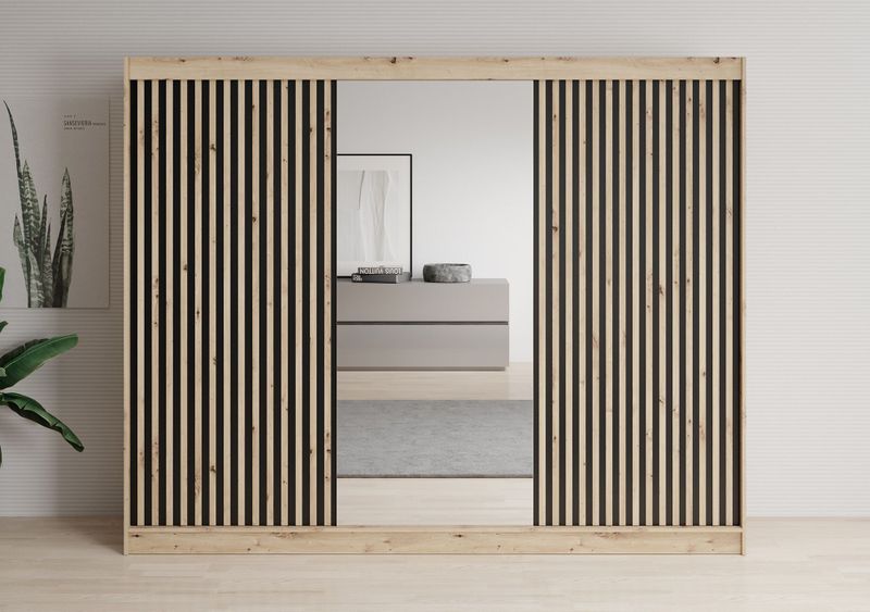 Meubella - Kledingkast Lisbon 2 - Eiken - 250 cm