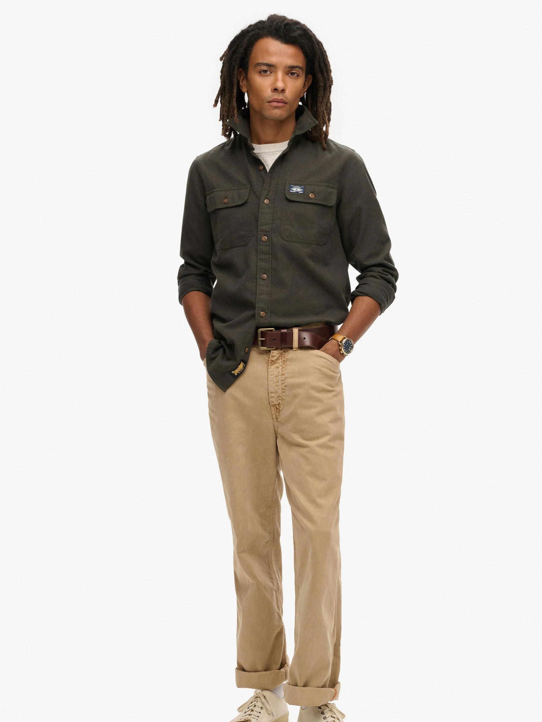 Bieslookgroen - Superdry Trailsman overhemd met relaxte pasvorm