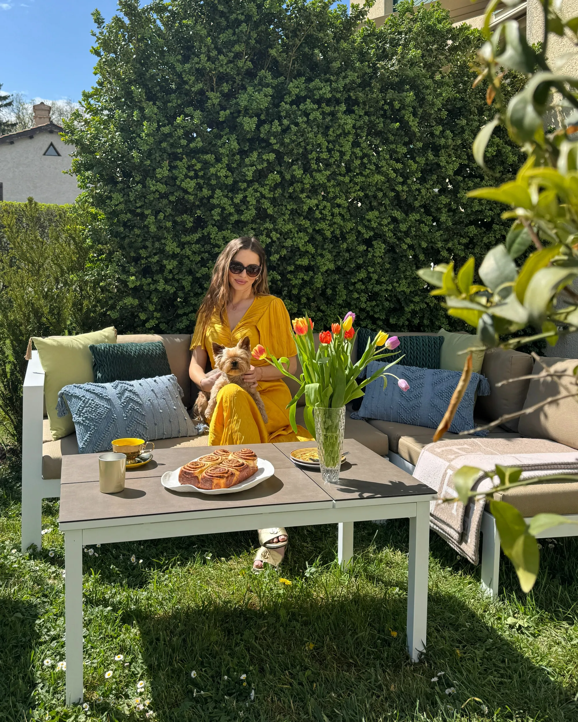 Tuin hoekloungeset met tafel 5-zits MESSINA linkszijdig Metaal Zandbeige