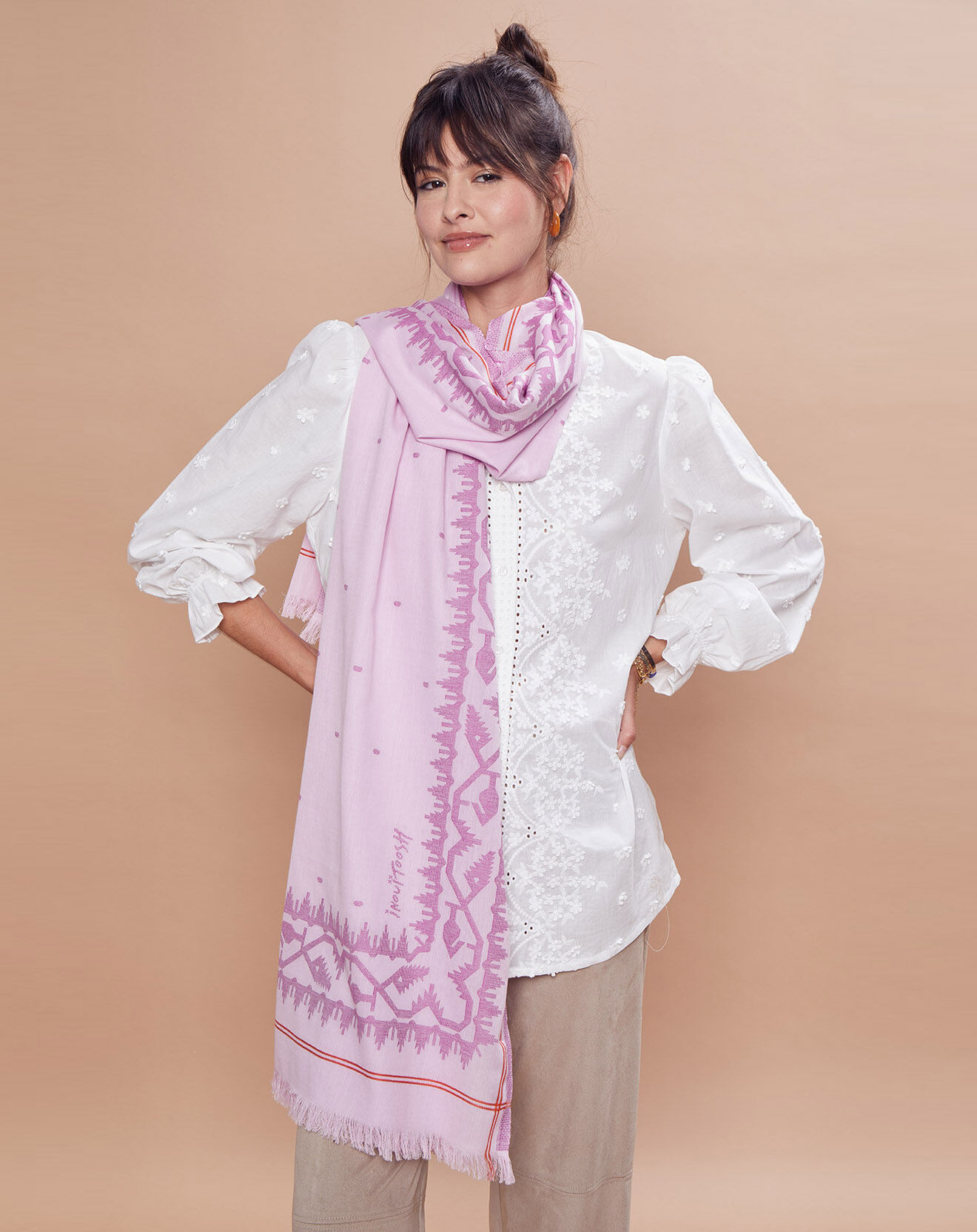 Inouitoosh Étole en Coton Jacomo lilas - 75x200 cm