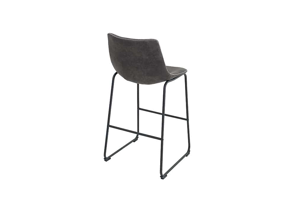 Design Barhocker DJANGO vintage grau Microfaser mit Lehne Eisengestell schwarz