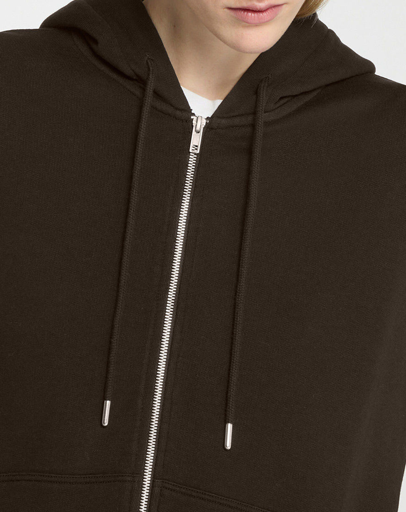 Galeries Lafayette Sweat zippé en Coton bio Mathalie à capuche noir