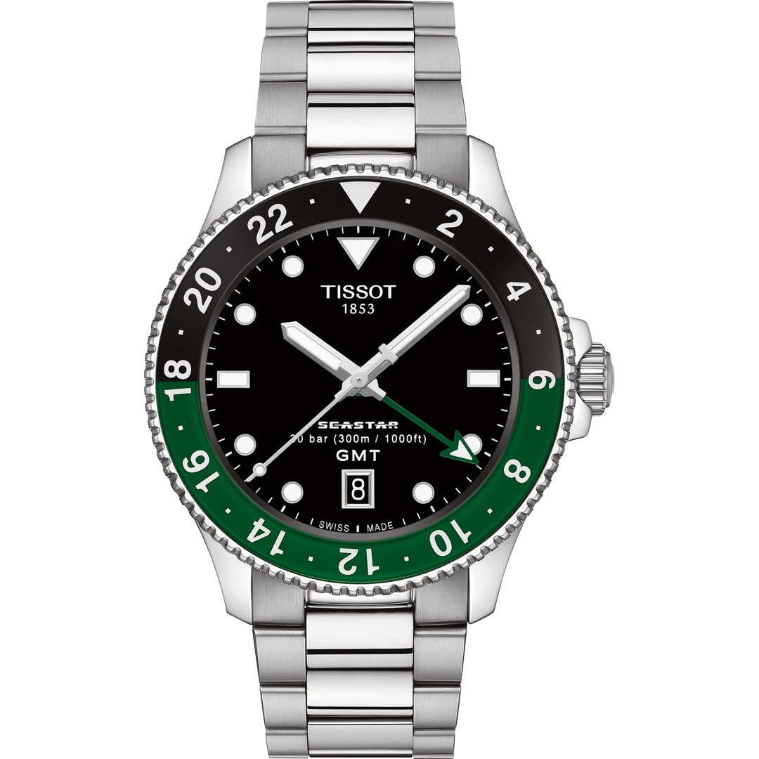 Tissot Seastar 1000 GMT 40mm Schwarz / Grün
