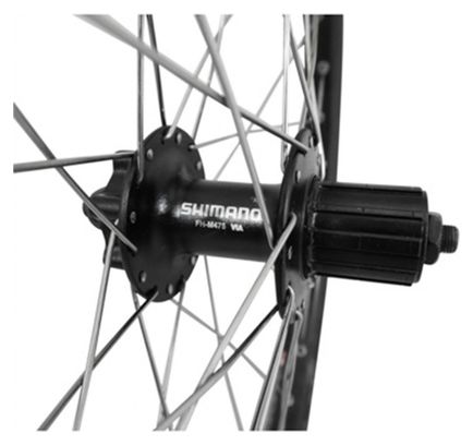 Roue vtt 20  arriere kargo disc vae-e-bike alu noire double paroi moyeu Shimano m475 disc 6 trous cassette 10-9-8v. (renforce) rayon inox