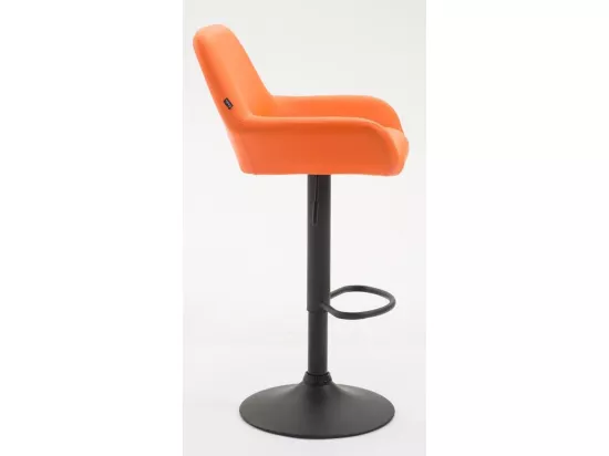 Lot de 2 Tabouret de bar - Similicuir (PVC) & Métal noir mat - Orange - Braga