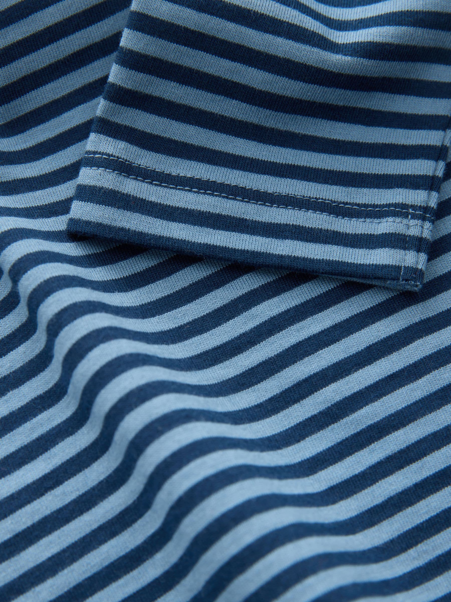 Blauw/marineblauw gestreept met vos - T-shirt met applicatie en lange mouwen (3 mnd-7 jr)