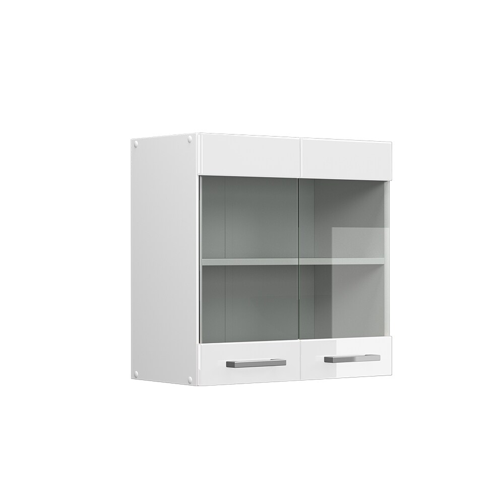 Vicco Hängeglasschrank Küchenschrank Küchenzeile R-Line 60 cm Weiß Tür Fächer Hochglanz