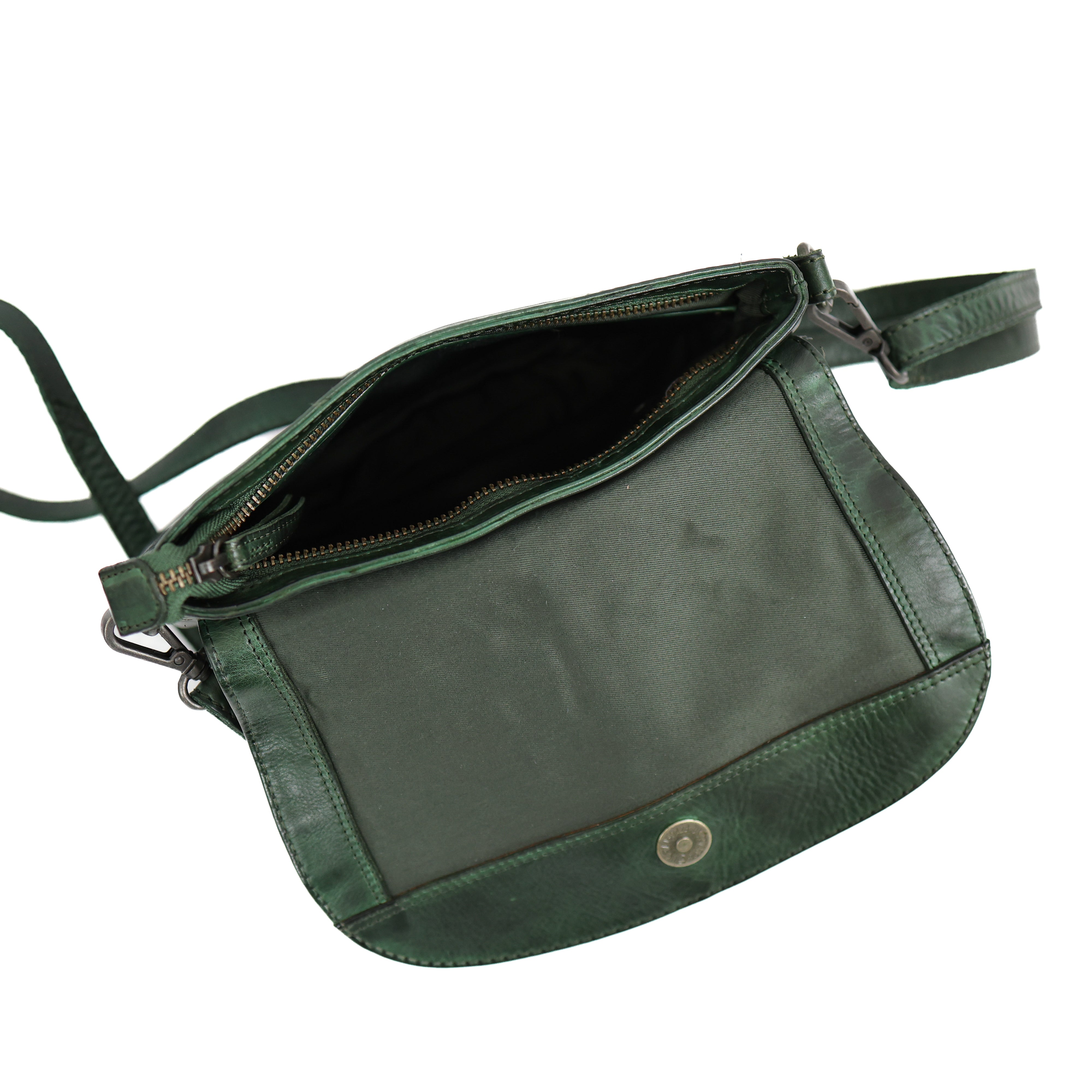 Klein schoudertasje met flap 'Maui' groen croco Groen