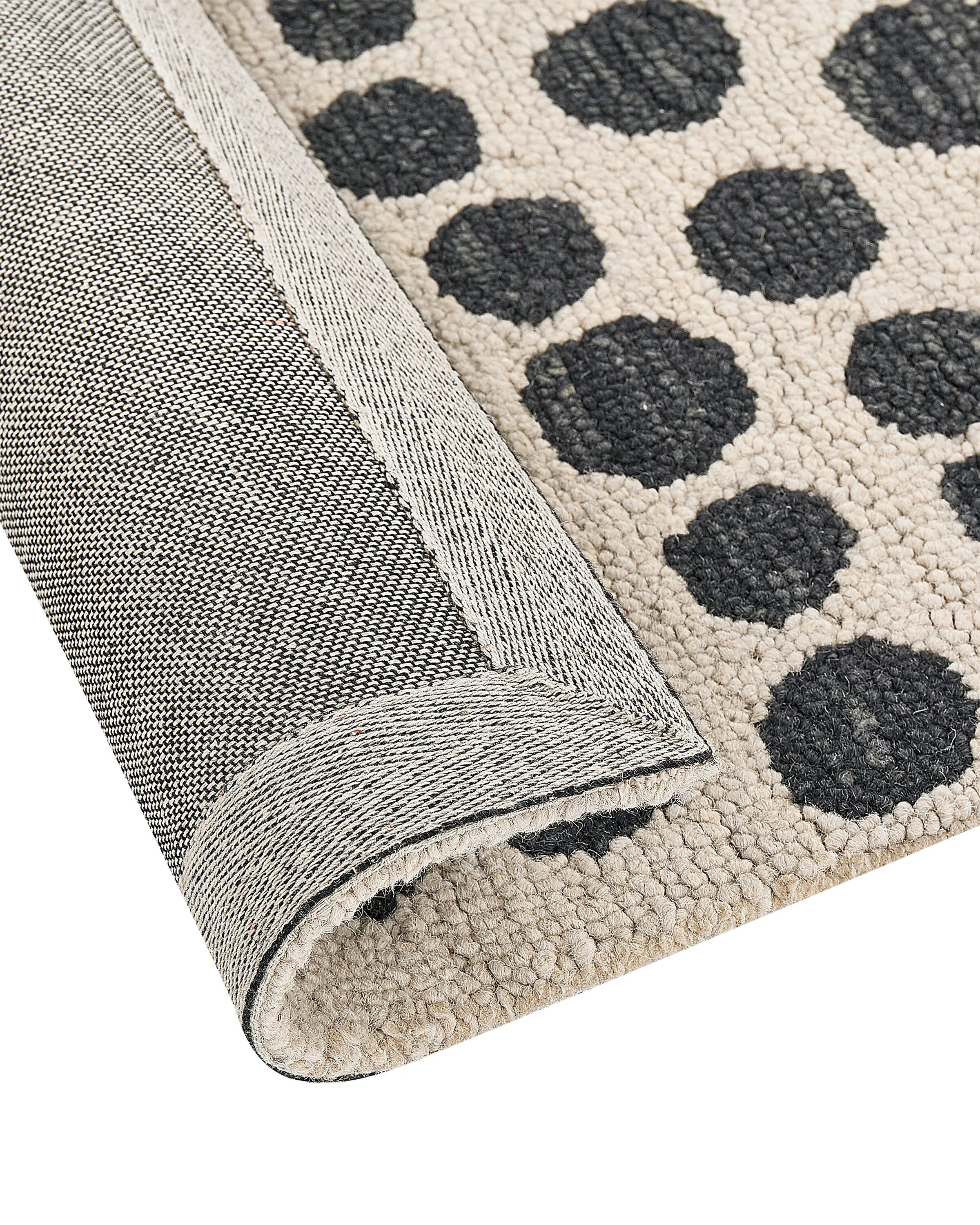 Vloerkleed HAVRAN Zwart/wit 80 x 150 cm Wol
