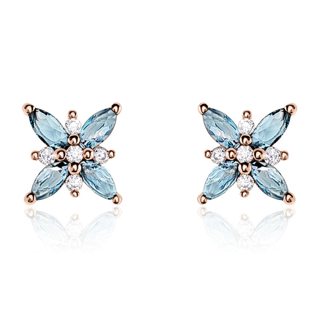 Boucles D'oreilles Puces Anabele Or Rose Topaze Oxyde