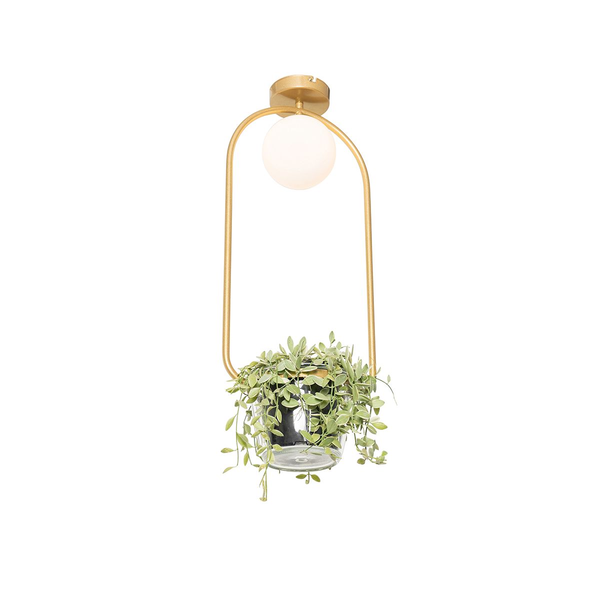 Art deco plafondlamp goud met wit glas - Isabella