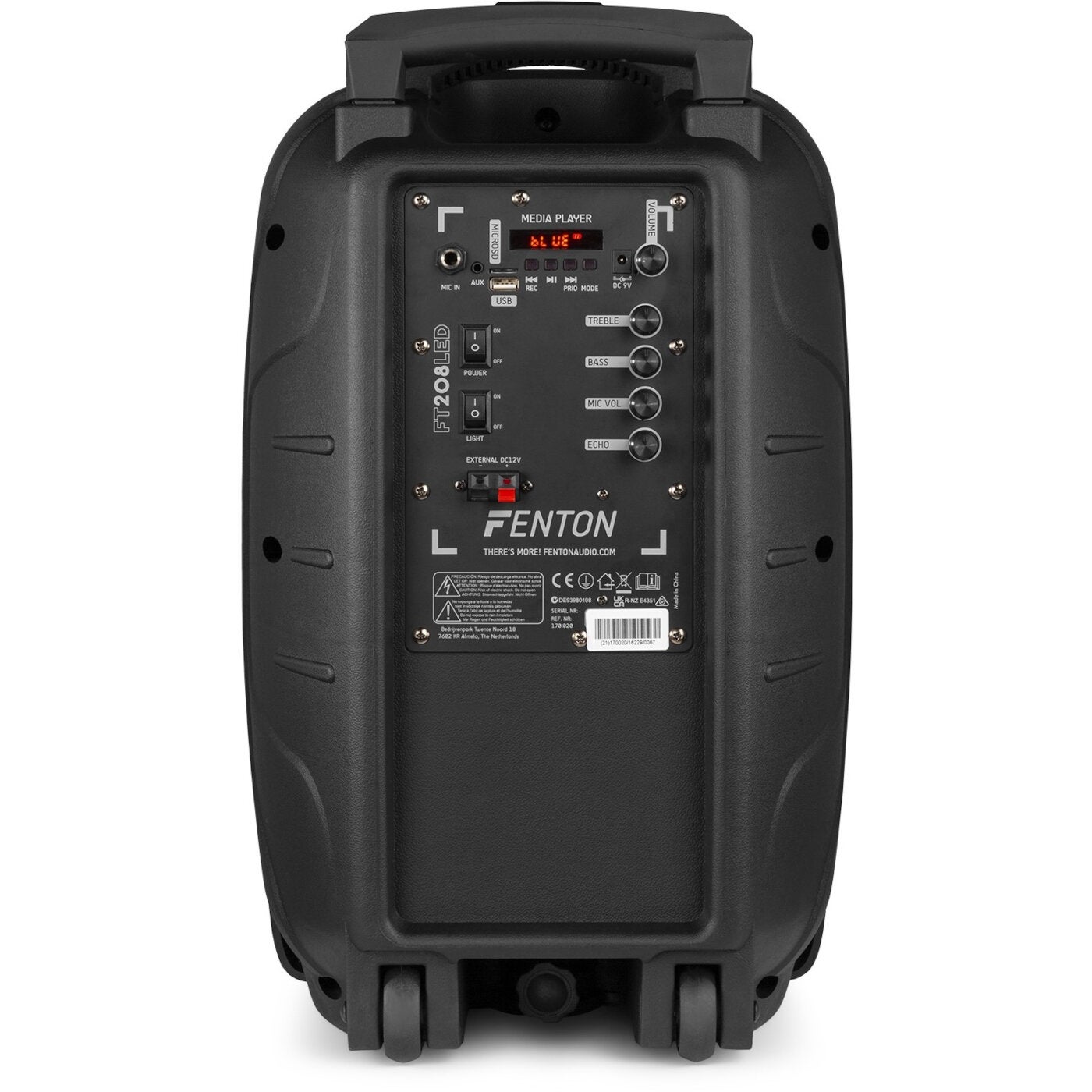 Fenton FT208LED mobiele party speaker microfoon 2x 8 inch