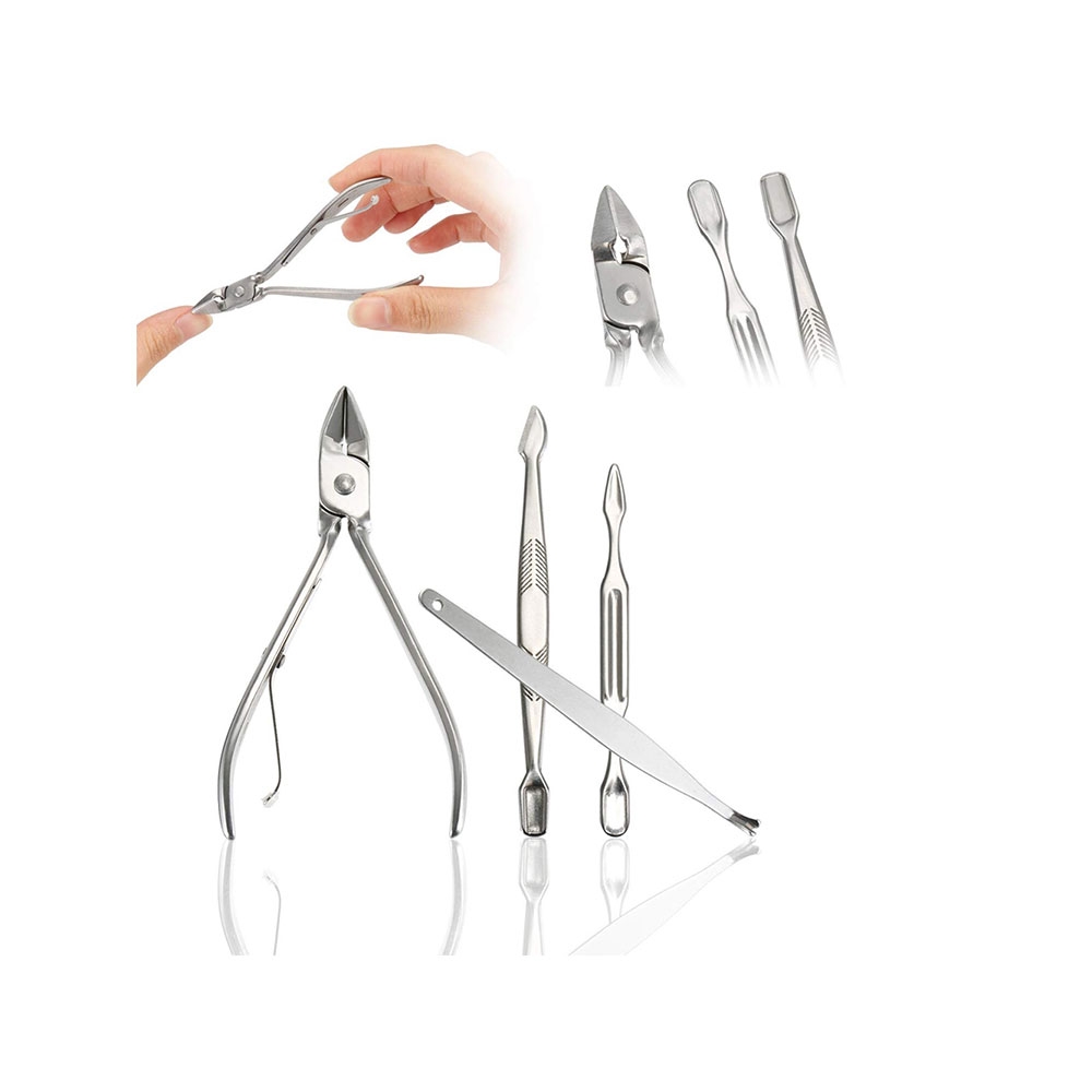 (12-tlg. Set) Pediküre Maniküre Finger Fuss Nagel Pflege-Set inkl. Reise Etui - Div. Farben