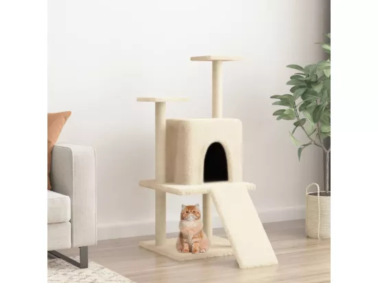 Arbre à chat avec griffoirs en sisal crème 110 cm