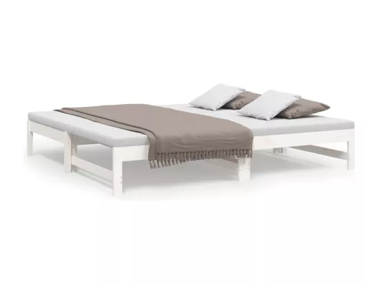 Lit coulissant Blanc 2x(75x190) cm Bois de pin massif