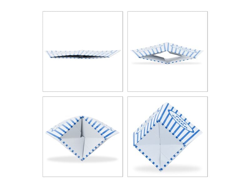 relaxdays Fingerfood-Schale Blau/Weiss 48 Stück Popcorntüten