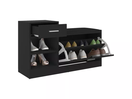 Banc à chaussures Noir 94,5x31x57 cm Aggloméré