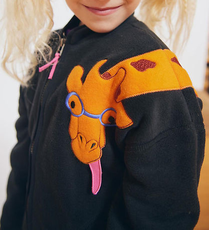 Freds World Fleecejacke - Schwarz m. Giraffe