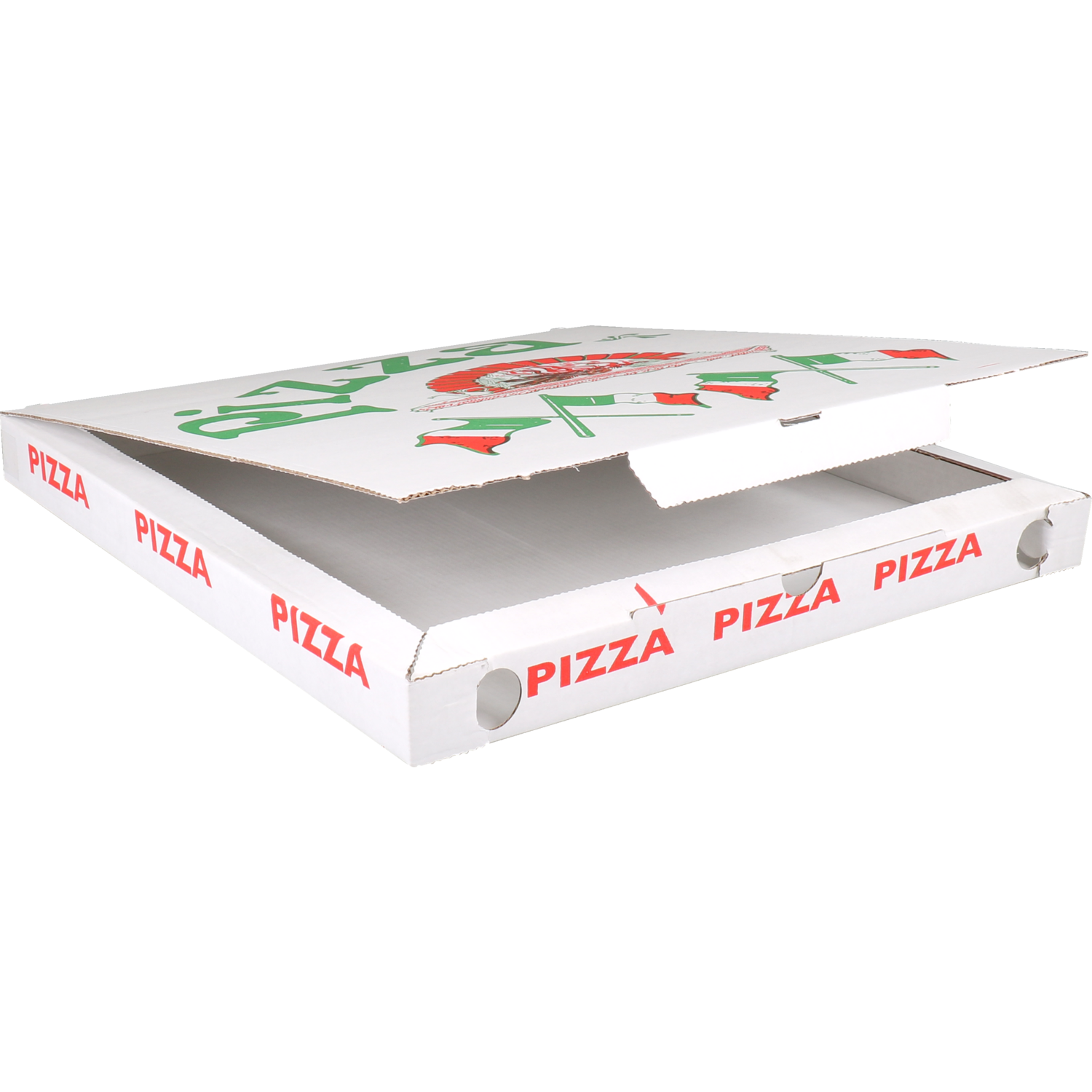 Pizzadoos, golfkarton, 30x30x3cm, vegetale, wit