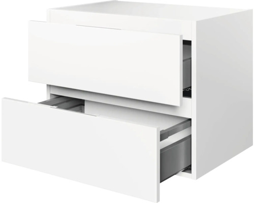 Pelipal Xpressline 4035 onderkast met 2 laden, 60 cm breed, wit met geïntegreerde greepuitsparing