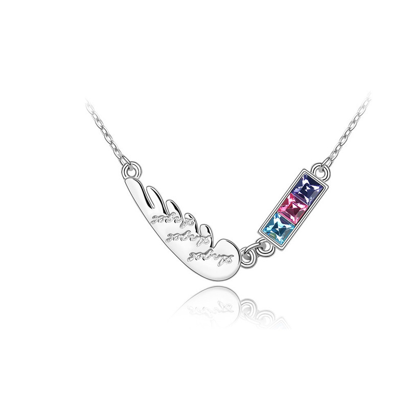Collier Plume orné de Cristal de Swarovski Multicolor