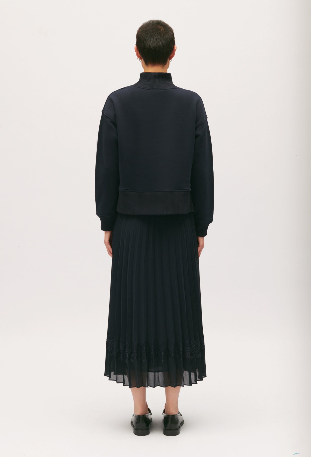 Robe Teli midi trompe l'&oelig;il bleu marine