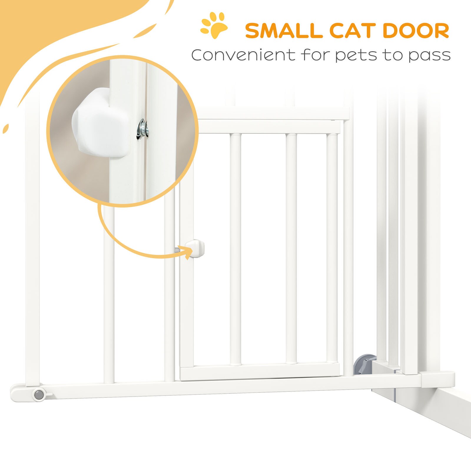 PawHut Türschutzgitter mit einer Katzentür weiß 74-100L x 4B x 76H cm