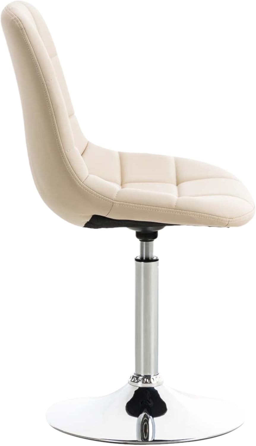 CLP 2er Set Stühle Emil Kunstleder I Mit Gestepptem Sitz I Drehstühle Mit Trompetenfüße In Chromoptik, Farbe:Creme
