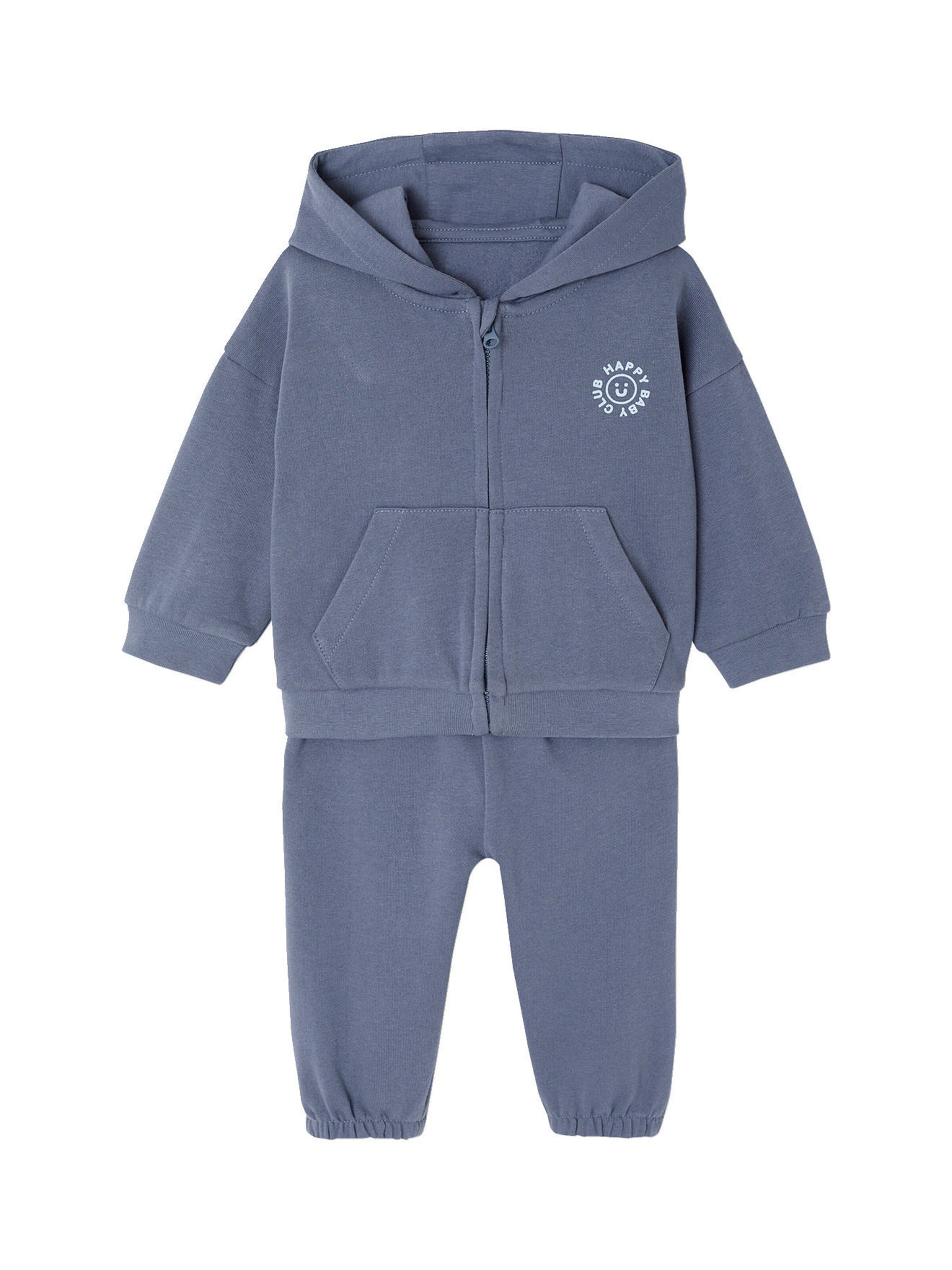 Vertbaudet Jungen Baby-Set: Kapuzensweatjacke & Sweathose mit Recycling-Polyester indigo-blau