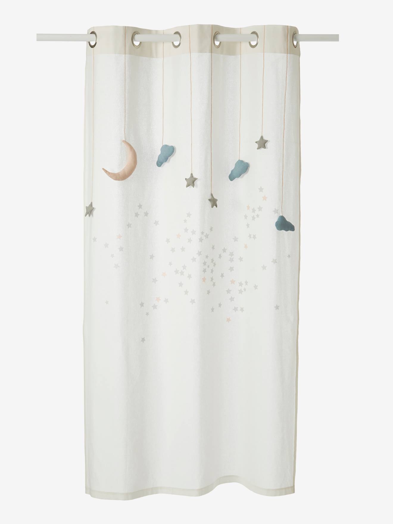 Cortina transparente como uma estrela, branca lisa com detalhes.