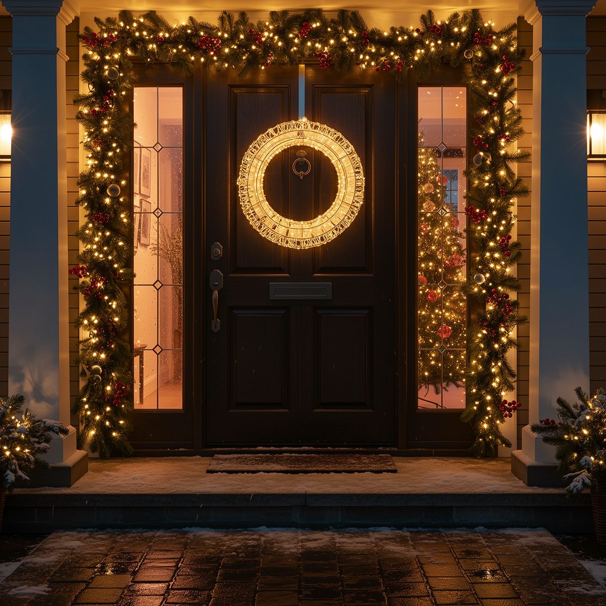 Kerst hanglamp krans zilver 45cm incl. LED IP44 - Nawa