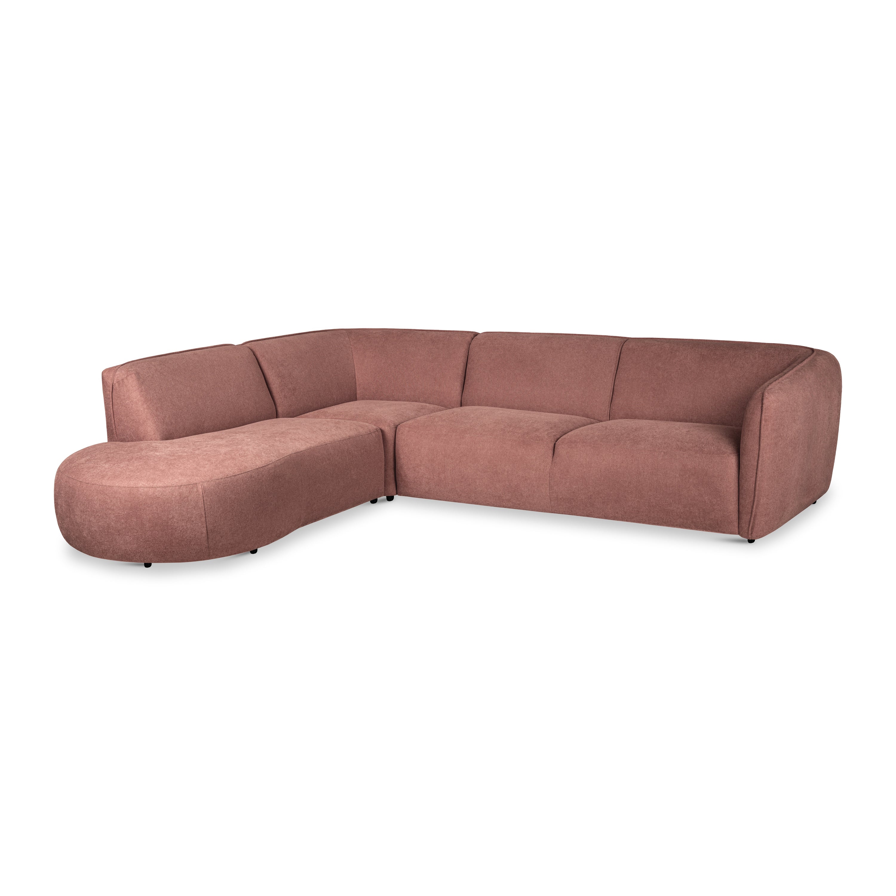 by fonQ Soft Hoekbank Links - Open Eind - Micro Chenille - Oud Roze