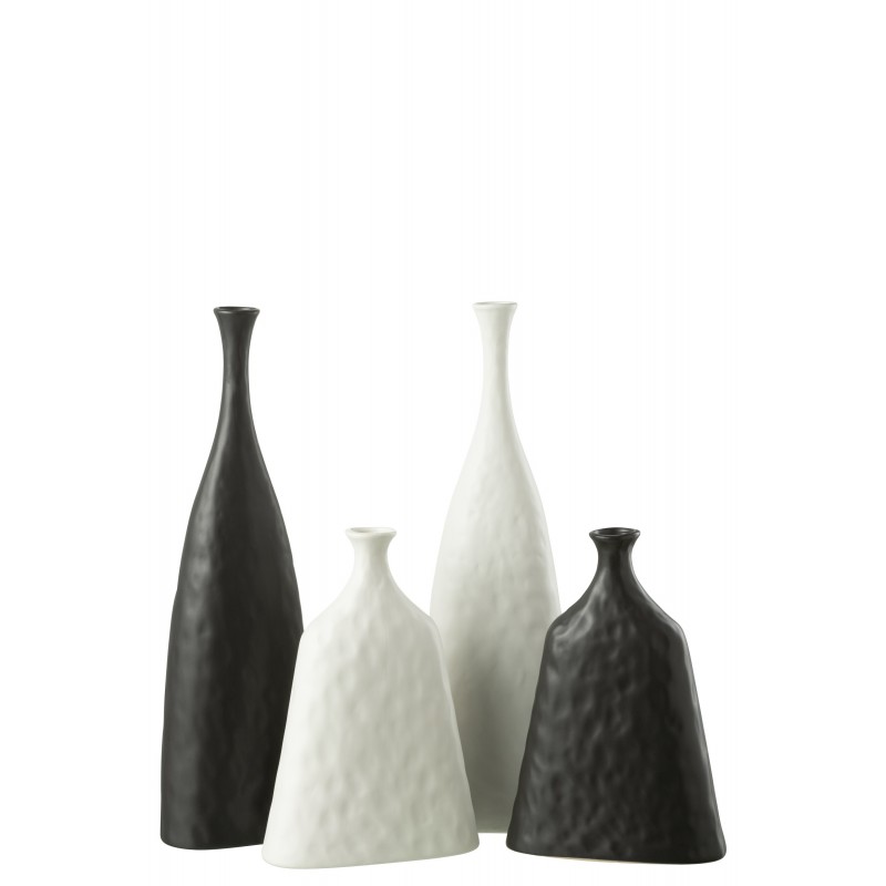 Vase haut col bouteille en céramique noir 15x9x50 cm