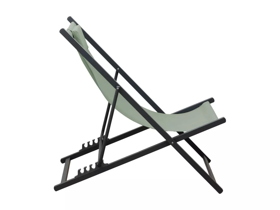Chaise Longue Pliable Rebecca Mobili Lokta 93x58x92 Polyester Aluminium Vert Gris Foncé