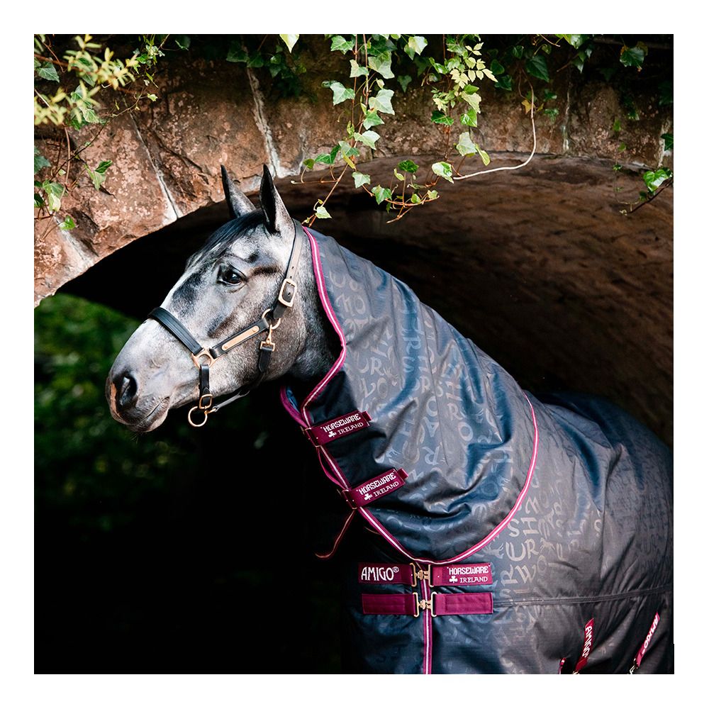 Horseware AMIGO HERO 600D RIPSTOP PLUS 0g - Couverture de paddock + couvre-cou navy hw print/burgandy/white