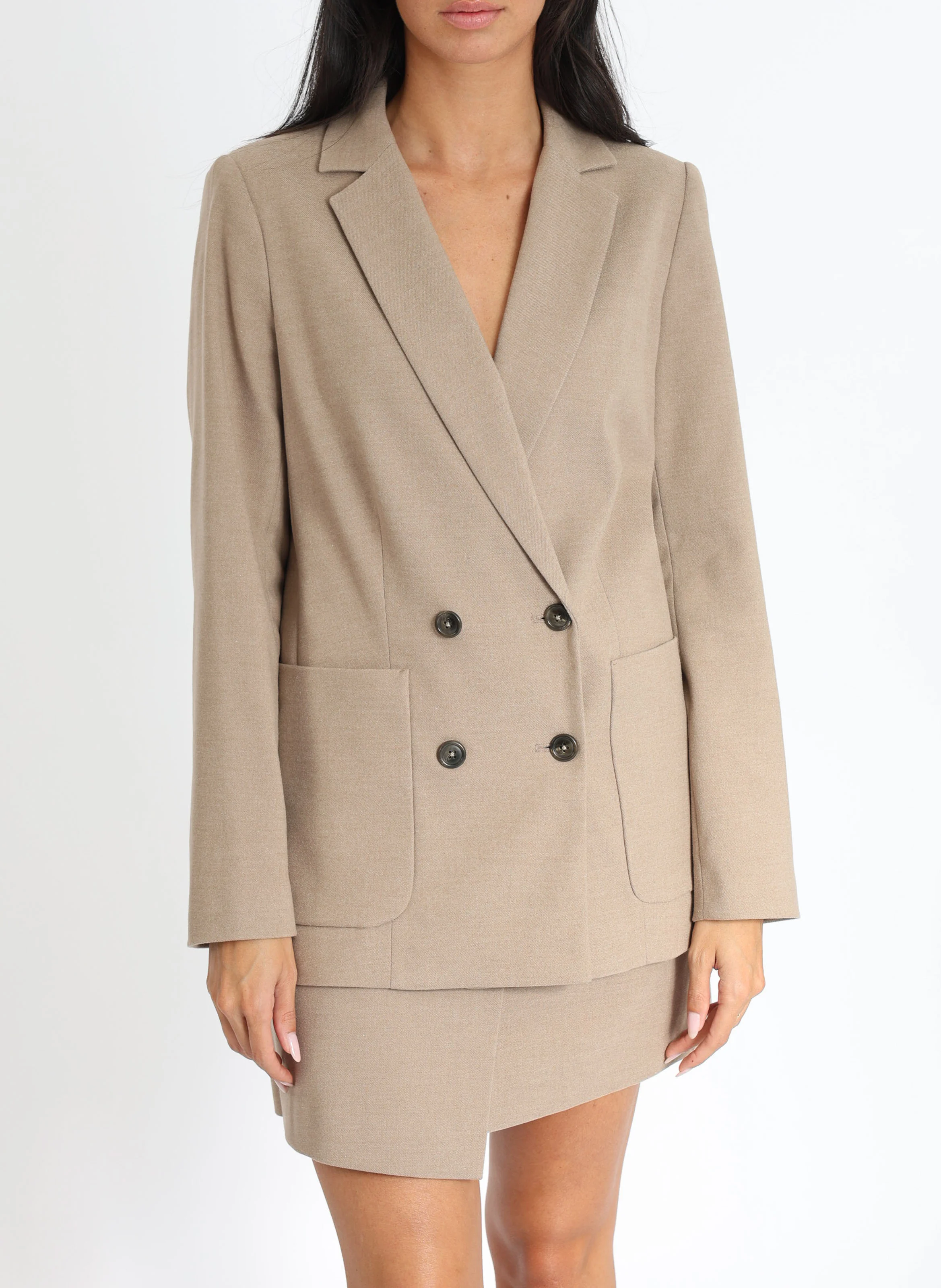 MACHA - Veste tailleur croisée | Beige