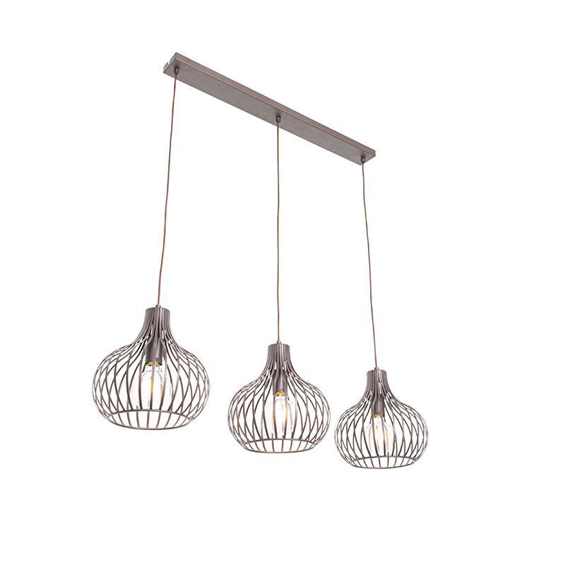 Moderne hanglamp bruin langwerpig 3-lichts - Saffira