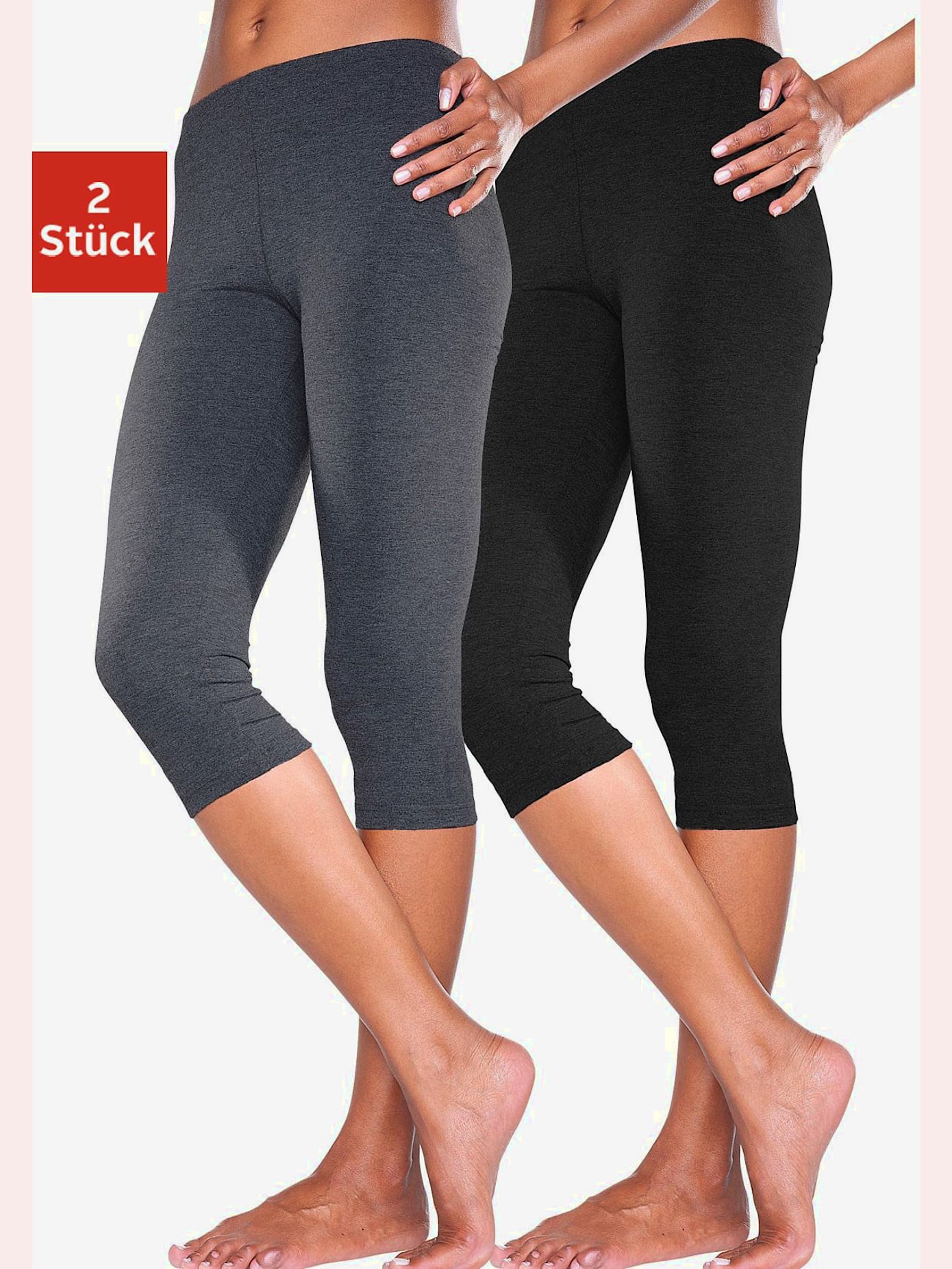 Legging corsaire lot de 2 leggings basiques, longueur 3/4