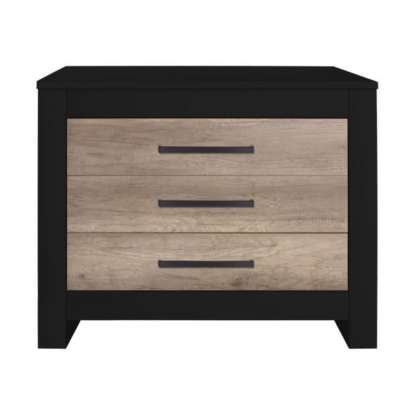 Kidsmill Long Island Babykamer Zwart / Oldwood | Bed 70 x 140 cm   Commode   Kast 2-Deurs