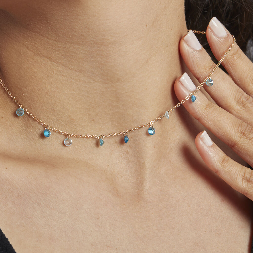 Collier Myosothis Plaqué Or Pierres