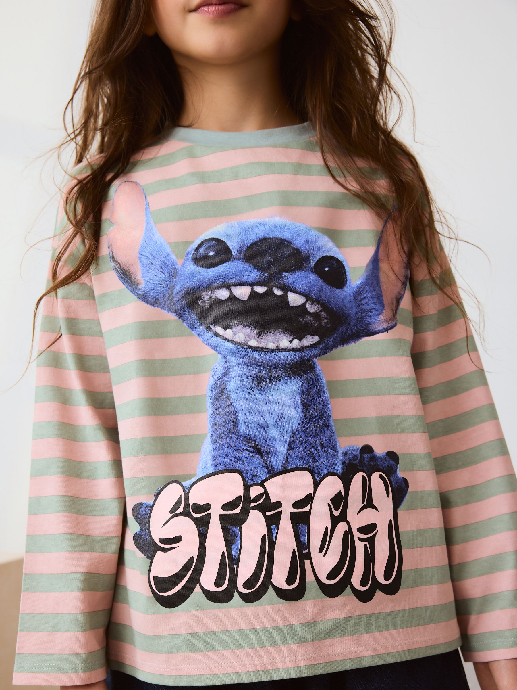 Pink Stripe Lilo & Stitch - Top met print en lange mouwen (3-16jr)