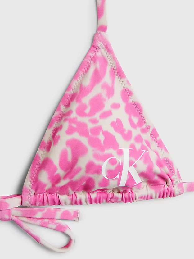 Top de biquíni micro triangular com estampa de leopardo da CK