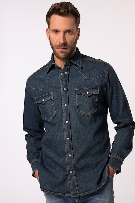 JP 1880 Jeanshemd, Langarm, Vintage-Look, Kentkragen, Modern Fit, bis 8 XL