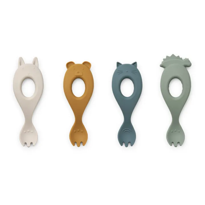 Liewood Fourchettes en silicone Liva - Set de 4 | Faune green multi mix